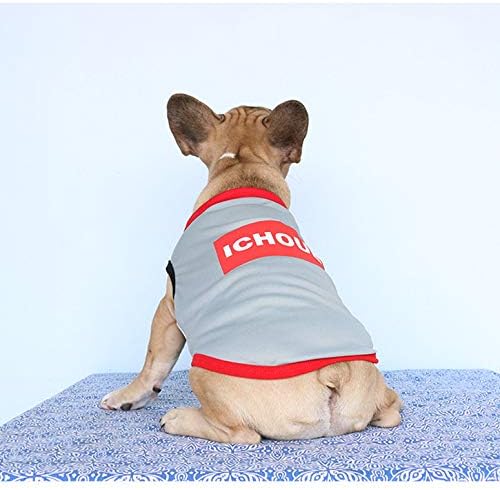 Ichoue Quick Dry Shirts for Dogs, Cooling Shirt, Handleless Stretchy Tank Top Vest Odjeća francuski buldog engleski Mops siva crvena-velika