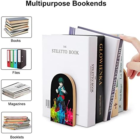 Midoriya Anime Bookends Wood Book Divider dekorativne police neklizajuće postolje za knjige