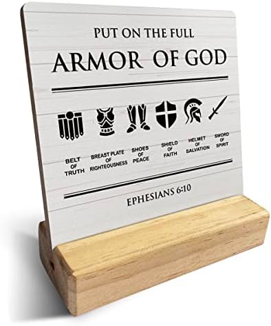 Zemlja stavite na puni oklop Boga biblijskih stihova drvena plaketa znak desk Decor rustikalni motivacijski