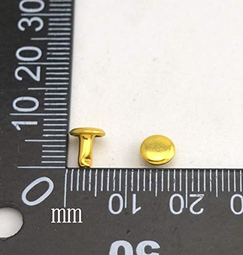 Wuuycoky Zlatni dvostruki kapice kožne zakovice Cjevasti metalni nosač 6 mm i pošta 8 mm pakovanje od 300 setova