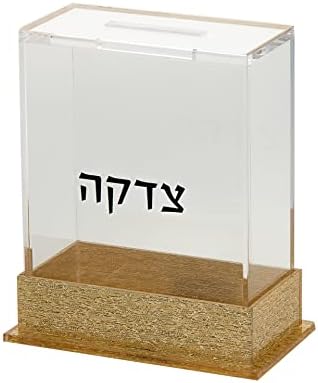Judaica Tzedakah kutija transparentna jasna