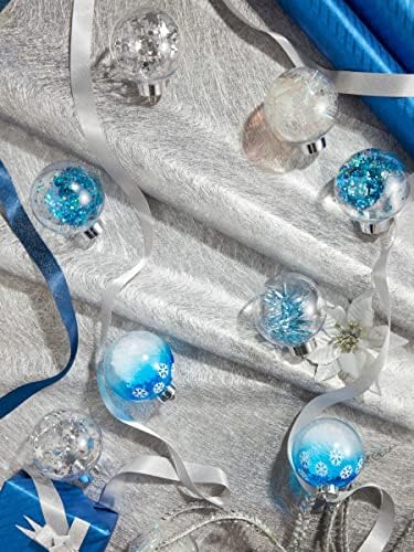 Valery Madelyn 16ct 80mm zima želi srebro i plavo jasno Božić loptu ukrasi dekor, Shatterproof