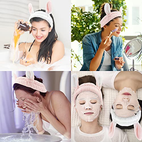 YISSION 2kom Bunny Ears Spa traka za glavu bez klizanja traka za glavu za pranje lica šminka za njegu lica