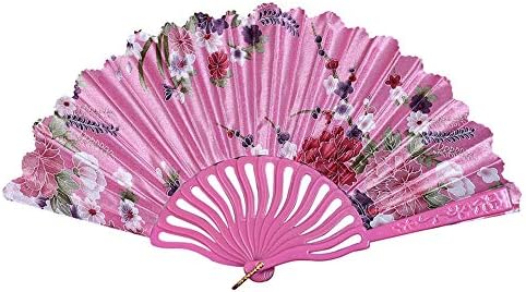 IcoDod vintage kineski stil preklop ventilator vjenčani zabava čipkani ventilator s preklopom ručne ventilatografije cvjetne performanse dekorativne retro plesne ventilatore ružičaste boje