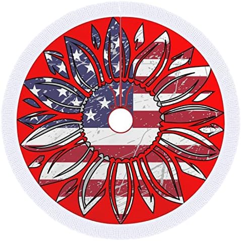 USA zastava u suncokretovoj božićnoj suknji s tasselima Xmas Holiday Et Decoration Ispis