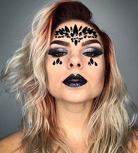 Lice Jewels za šminku crno lice Gems 3D Rhinestone tetovaže naljepnica Mermaid tetovaža za oči za tijelo za tijelo za čelo rave odijelo