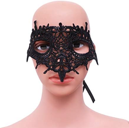 KESYOOOOO Oprema za šminku 4 kom, poluoče čipka za oči Boginja Black Halloween Veil čipka maskira