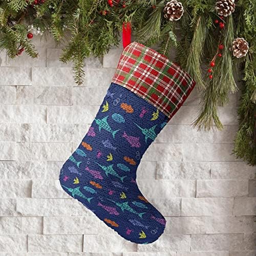 Tropsko morsko ribe Sequin Božićne praznične čarape Reverzibilna boja Promjena čarobnog zaliha