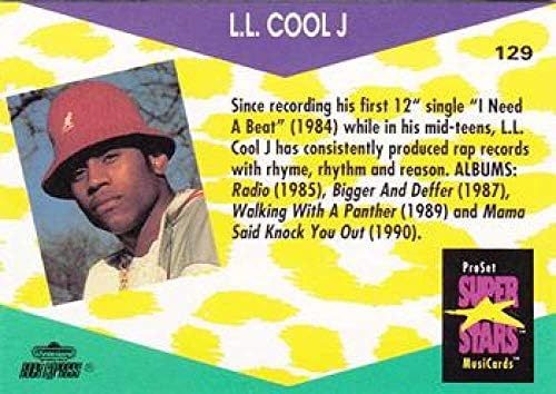 1991 Pro Set SuperStars Glazberi Nonsport # 129 L.L. Cool J Zvanična licencirana standardna trgovačka kartica za neku od najvećih super zvijezda u muzičkoj historiji