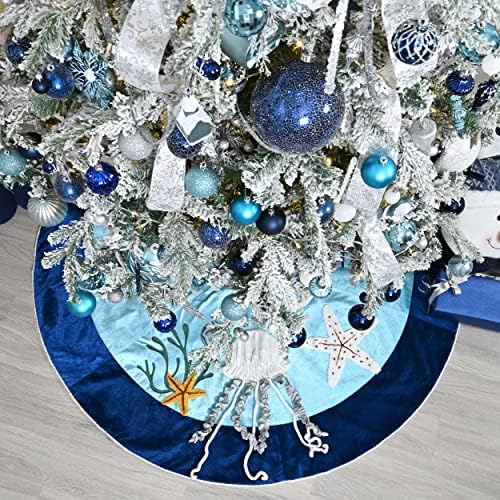Valery Madelyn Srebrna plava božićna dekoracija Bundle 70ct Božićna kugla ukrasi + 48 inčna suknja za božićnu drvcu + 21 inčni božićne čarape