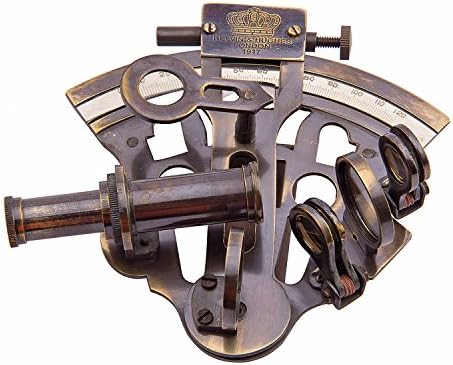 Devyom mesing nautički sextant vintage njemački stil Kelvin & Hughes sa kožnom kutijom
