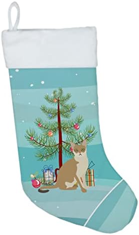 Caroline's CH44795CS Singapura # 1 mačka sretan božićni božićni čarapa, kamin Viseći čarape Božićna sezona Party Decor Decor porodice ukrasi,