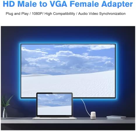 Aiyeen HDMI do VGA adaptera, 1080p HDMI mužjak do VGA ženski adapter sa 3,5 mm audio priključni kabel