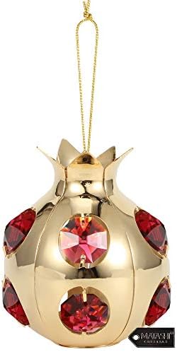 Matashi 24k pozlaćeni voćni Ornament sa crvenim kristalima viseći Božićni Ornament savršen za Sukot,