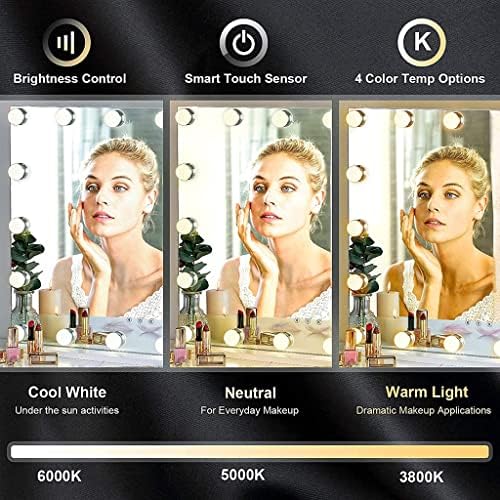 TKHP 3 rasvjeta u boji ogledalo za šminkanje odvojiva Ultra svijetla usisna čaša Led ogledala sa 10 LED sijalica sa mogućnošću zatamnjivanja za stolnu svlačionicu