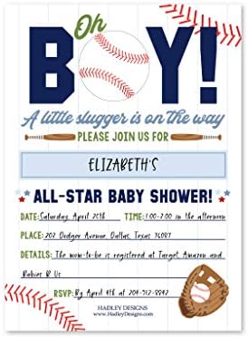 25 bejzbol bebe pozivnice za bebe za dječaka, Coed Sports Spol Otkrivanje tema, slatka sva zvijezda ispunjava