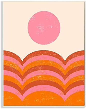 Stupell Industries Sažetak lučni pejzaž zalaska sunca ružičasta crvena narandžasta, dizajnirao Daphne Polselli
