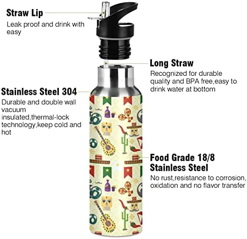 Alaza Flat tematski stil slame boce sa slamkom sa vakuumnim izoliranim nehrđajućim čelikom termo
