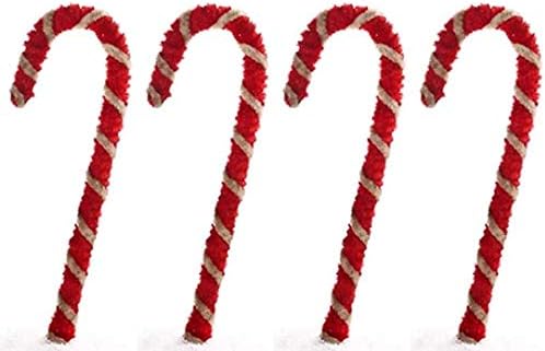 Sretne ponude ~ 12 kom - rustikalni primitivni stil Chenille Candy Cane ukrasi | Country božićni ukrasi | 7 inča