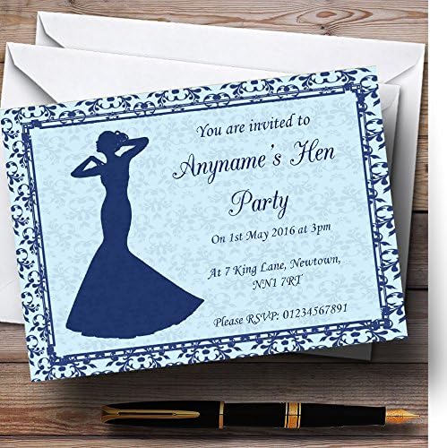 Plavi klasični vintage personalizirani pozivnici za zabavu