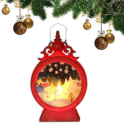 kishi Božićno svjetlo za snijeg, prijenosni Božićni fenjer sa trepćućim LED svijećama | zatvoreni fenjer za