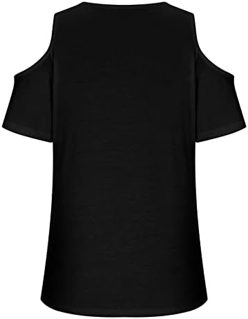 LMSXCT ženske ležerne majice V izrez hladnog ramena vrhovi ljetne kratkih rukava tunika TOP SOLD COLOR labav fit osnovna bluza