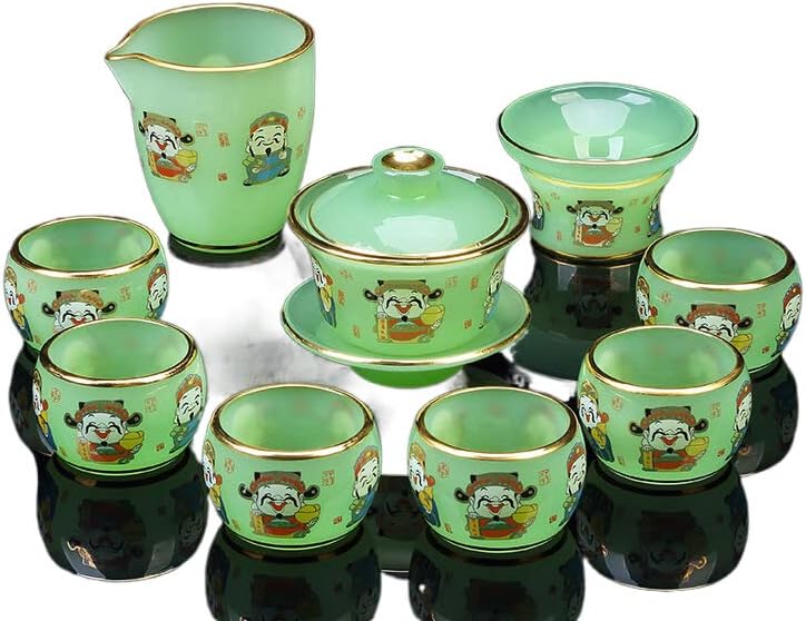 Staklo Jade Porcelain Kung Fu Tea set Početna Light Luxury High-end 琉璃玉瓷功夫 茶具 套装 家用 轻奢 高档