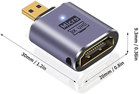 Poyiccot Micro HDMI do standardnog HDMI adaptera, 8k Micro HDMI do HDMI adaptera, Micro HDMI muški