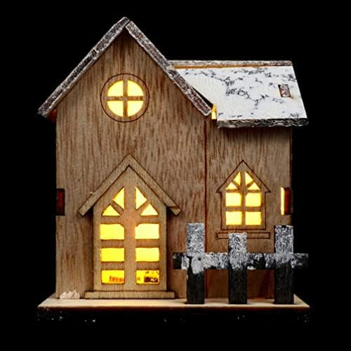 NUOBESTY 2pcs Božić Wood Village drvena sjajna kuća LED Luminous House Village Božić scena Božić