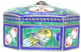 Rajasthan Gems ručno rađena trinket kutija Cloisonne boja emamel Meena Rad 925 Sterling Silver - 5