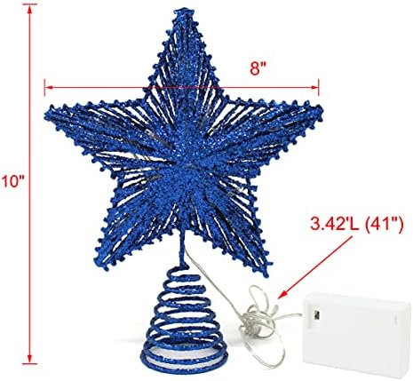 Cvhomedeco. Plava blistana 3D stablo staza s toplim bijelim LED svjetlima i tajmerom za božićne ukrase i odmor sezonski dekor, 8 x 10 inčni