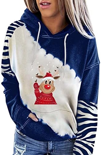 Jesenske dukseve za žene božićne dukseve Y2K dugih rukava snježne pulover pulover s džepom kengurua