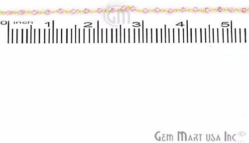 1ft Pink Cirkon fasetirane perle brojanica, 2.5-3mm 24k pozlaćeni lanac za krunicu