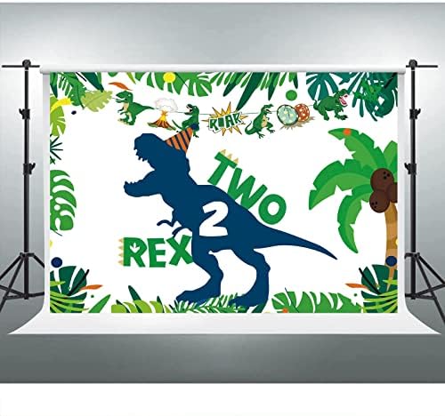 ZARROUEA 7x5ft Dinosaurus dva-Rex Rođendanska pozadina tema džungle Safari životinje 2 godina