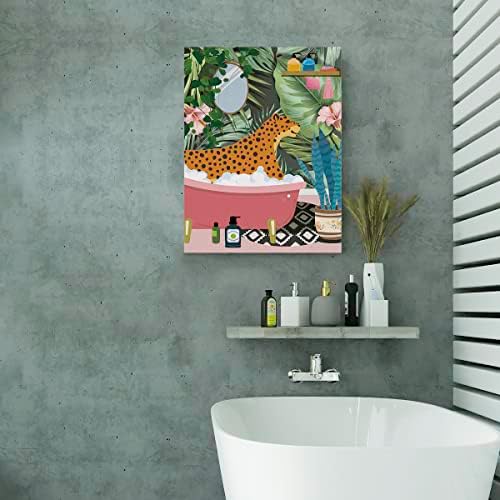 Leopard u platnu za kadu slika postera zidna Umjetnost kupatila, slika Botaničke životinje umjetničko