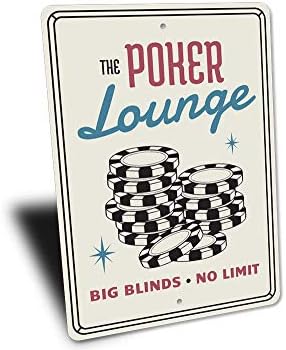 Poker Lounge, znak za igru, zidni znak porodične igre, Las Vegas, karte za igranje kazina aluminijumski