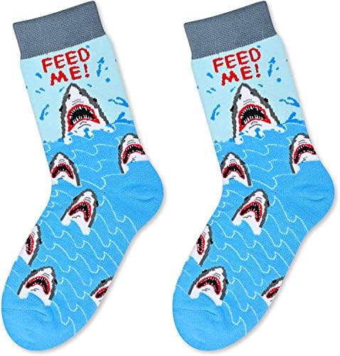 Spectypop Boy's Crew Novelty Crazy Shark Životinjski prostor Sportska hrana Poklon čarape, ReedShark, 7-10