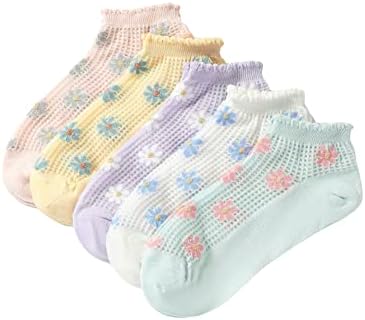 Wdirara ženski 5 parovi na cijelom cvjetnim printom jastuci s niskim rezom čarape za gležnjeve