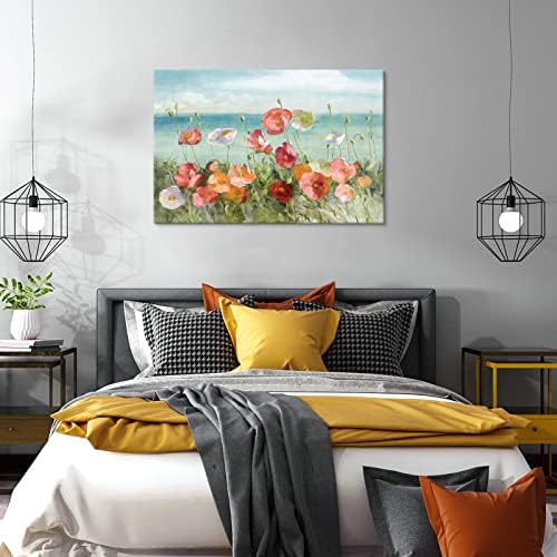Goldfoilart plaža cvijet Slike makovi platno zid Art slike šareni Bloosom cvjetni uokvireni Artwork Prints moderni