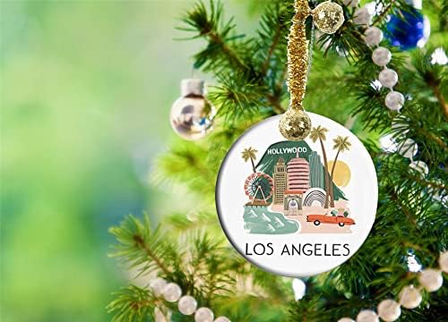 Fqjns keramički ukrasi zanati okrugli Porculanski Božićni ukrasi dom viseći nakit poklon suvenir Los Angeles