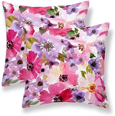 Sunshineyan proljetni cvjetni jastuk 20x20 set od 2, opruga šareno cvijeće ukrasne bacanje jastuk