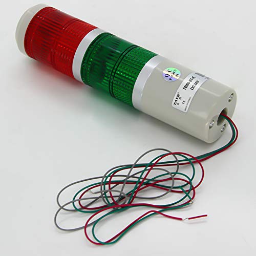 Othro 1pcs 24V 3W 2Level lampica upozorenja, lampica za lampicu za industrijsku signal, LED lampica za krug, indikator Kontinuirano svjetlo, indikatorska svjetiljka Beacon treperi svijetli crveno zeleno