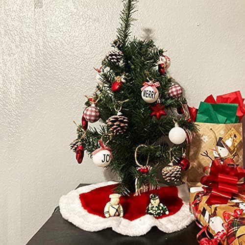 Mala suknja za božićnu drvcu, 11inch crvena plišana suknja za mini božićnu drvcu iznad kamina, ukrasi za