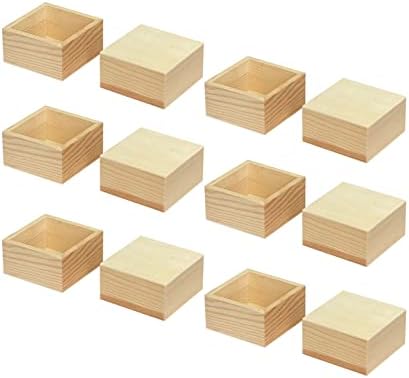 Kvadratna Drvena kutija od 12 pakovanja nedovršene male drvene kutije za zanate