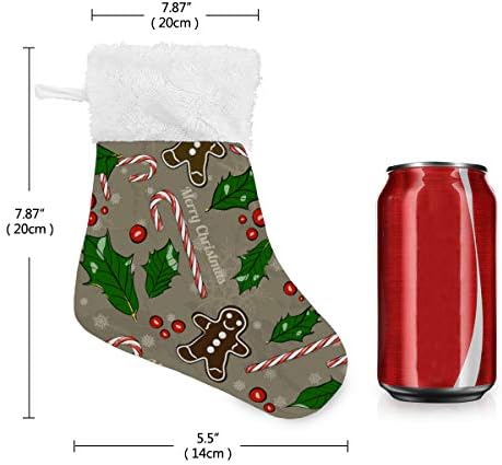 Alaza Božićne čarape Božić Holly Slatki kolačići Candy Cane Classic Personalizirani ukrasi za male čarape