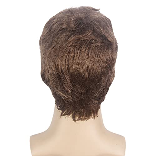 YFQHDD Evropska i američka smeđa kosplay Muška perika kratka ravna kosa perika muški poklopac