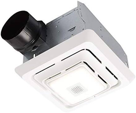 Broan-NuTone HD80L ventilator za teške uslove rada Combo, 80 CFM, mat bijela & SPK80L Bluetooth zvučnik za kupatilo ventilaciono LED svjetlo, 80 CFM, ventilator za kadu 2.5 Sones, Bijela