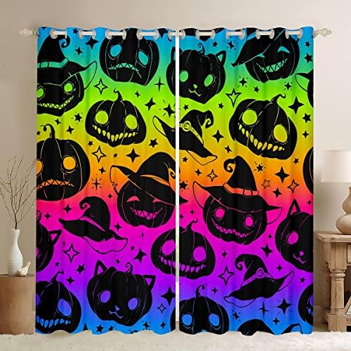 Halloween Blackout Curtains Slatka zavjese od bundeve Rainbow Galaxy Curtains 76WX45L za djecu Tinejdžeri