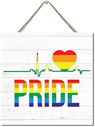 Pride Rainbow Pride Drveni znak LGBTQ Rainbow Gay Pride Viseći znak Drveni viseći znak Rustikalno drvo