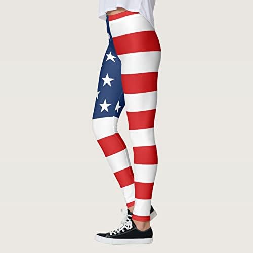 Tajice za žene 4. jula američka zastava s visokim strukom za trčanje Yoga helanke Ultra meke elastične